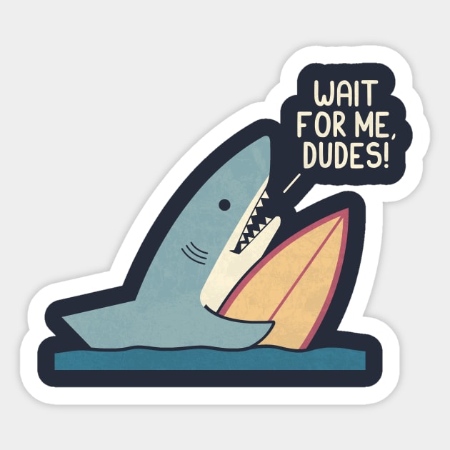 Surfer Shark Sticker by HandsOffMyDinosaur